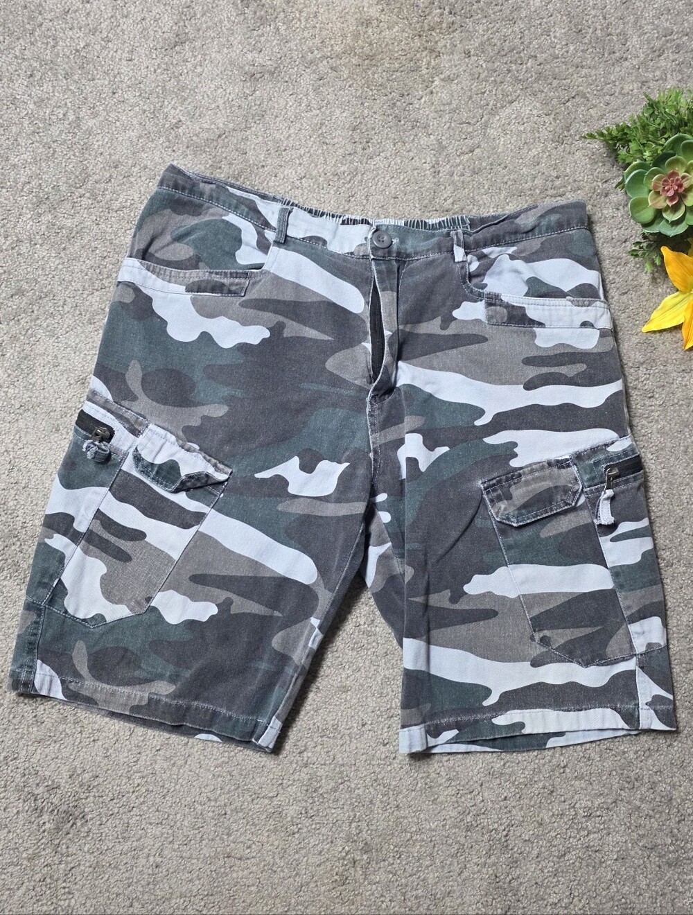 Blue Camo Cargo Shorts Men's Size 34
